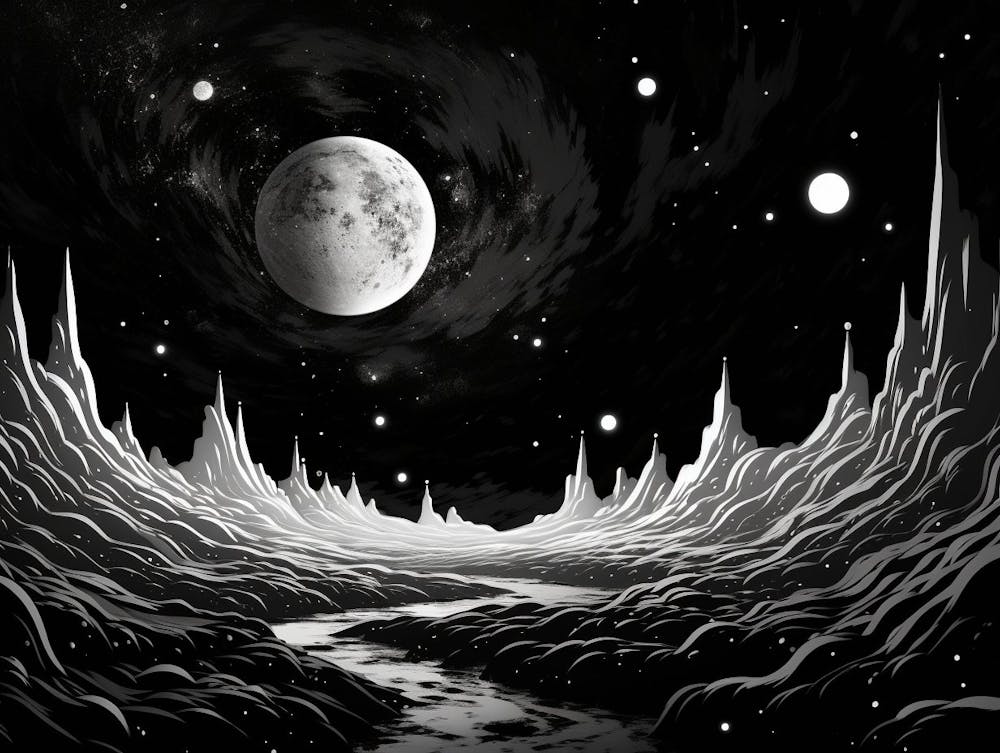 Space Abstract Black And White 8