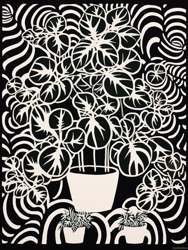B&W Plant Illustration Fittonia White Anne
