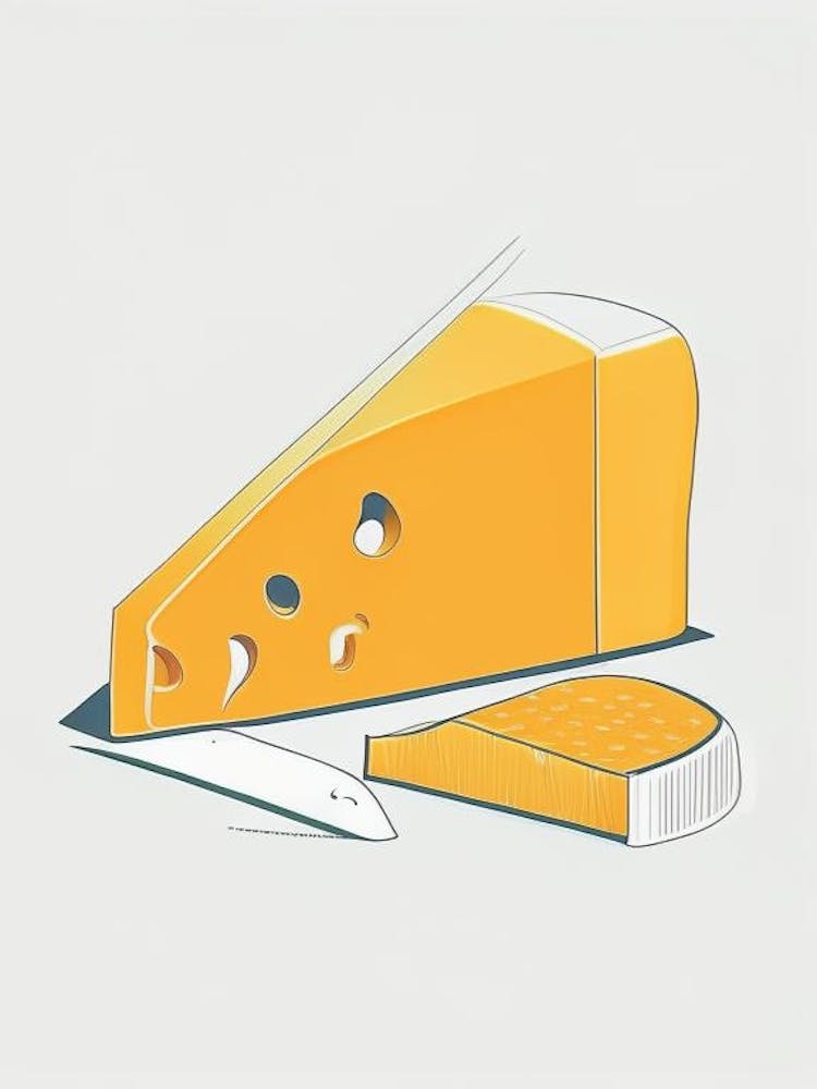 Gjetost Cheese Dairy Food Minimal Line Drawing