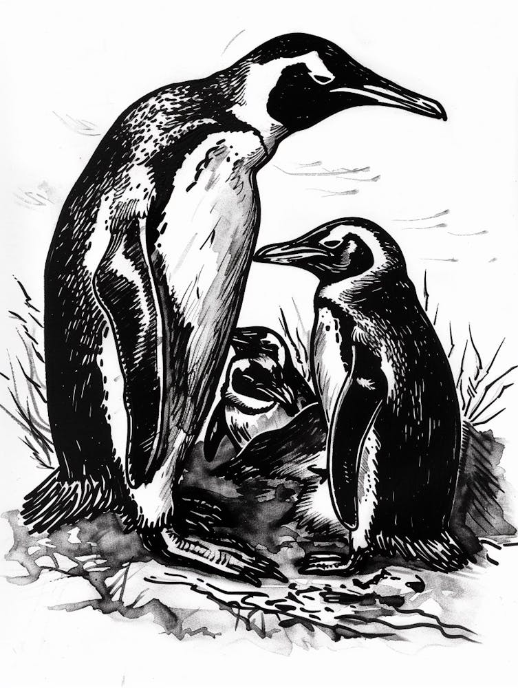 Emperor Penguin Squabbling Over Territory 1