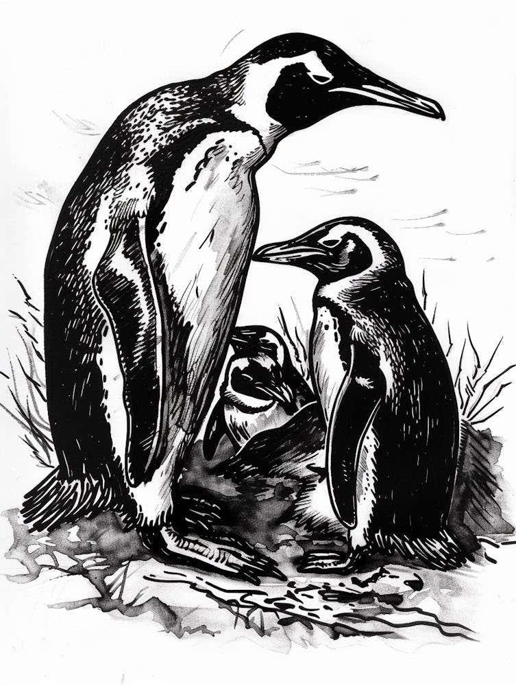 Emperor Penguin Squabbling Over Territory 1