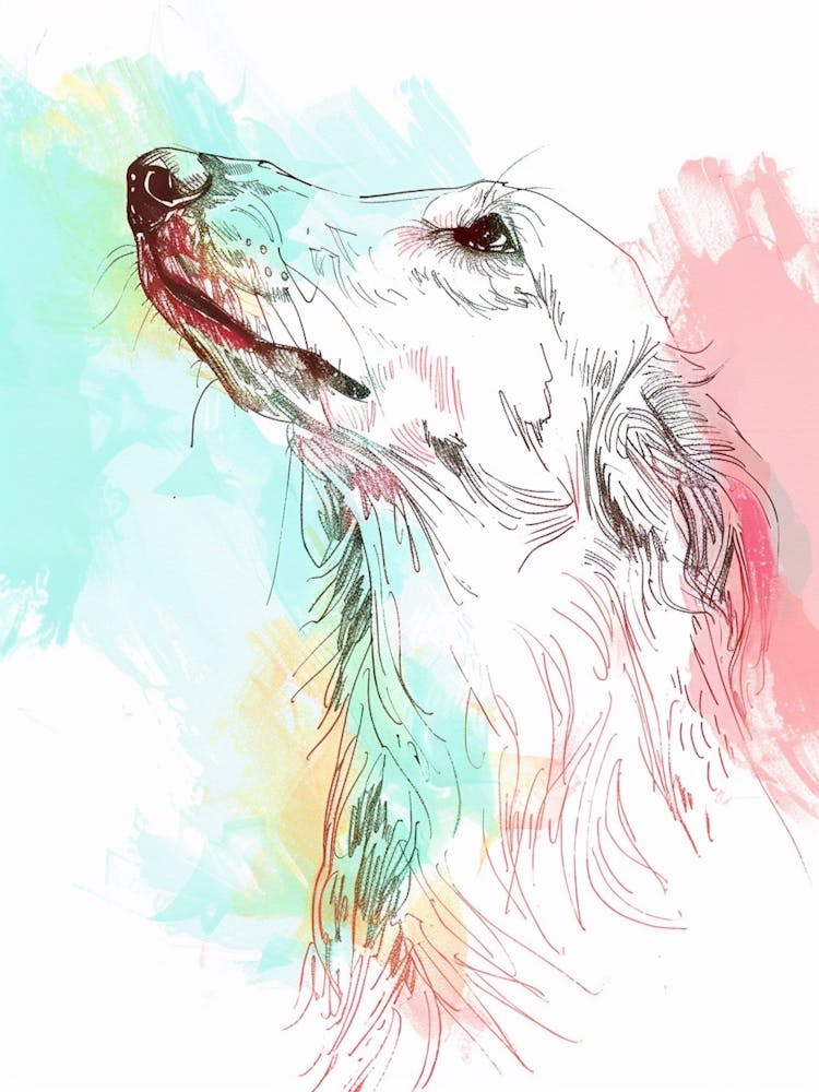 Pastel Saluki Dog Pastel Illustration 1