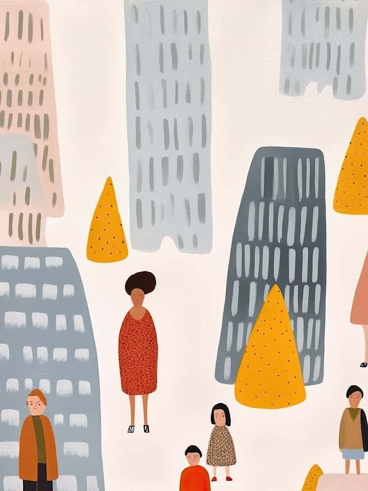 San Francisco, California Scene, Tiny People And Illustration 3