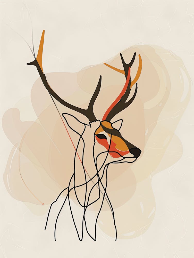 Deer - Boho, Line Art
