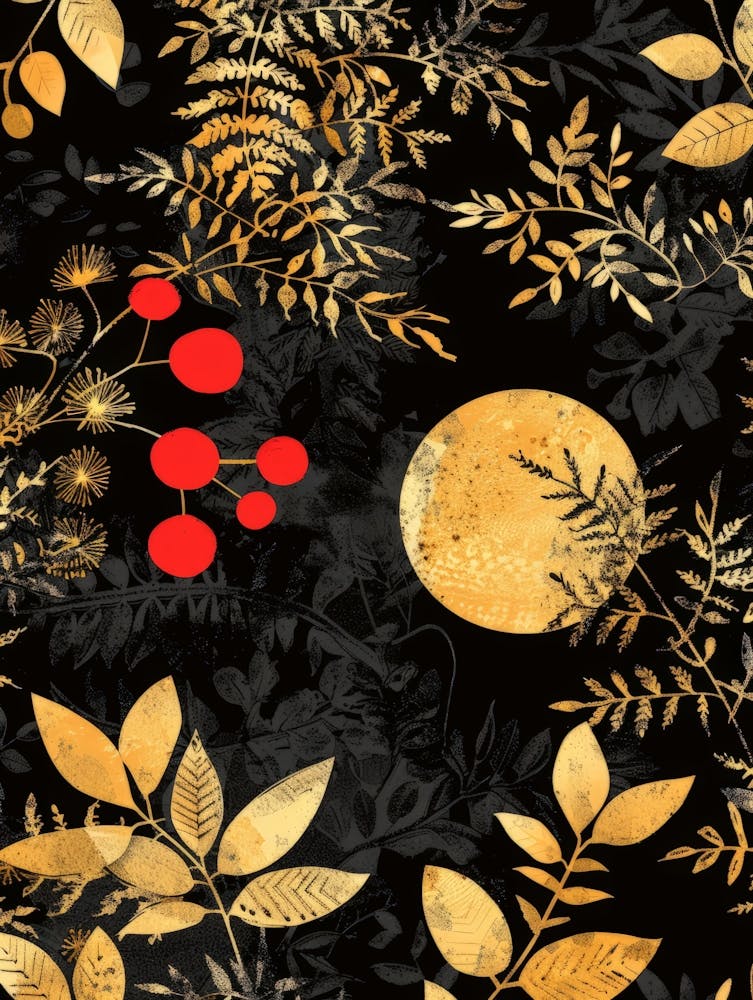 Gold Leaves On Black Background 7