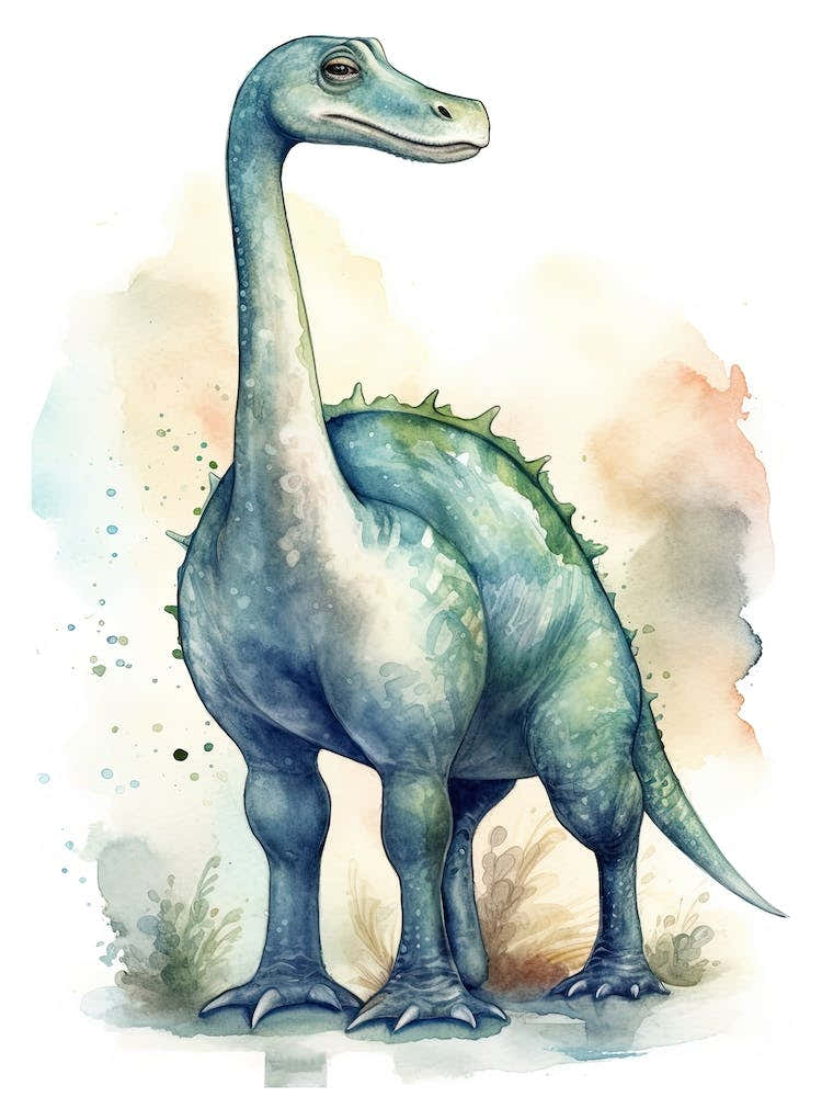 Argentinosaurus Cute Dinosaur Watercolour 1