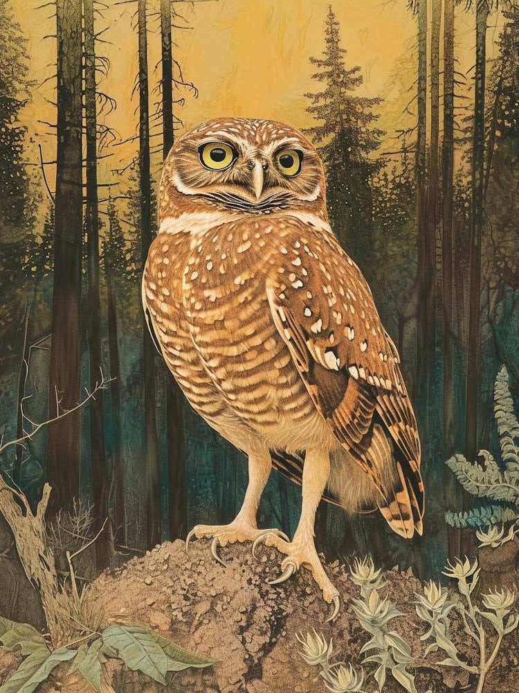 Burrowing Owl Relief Illustration 1