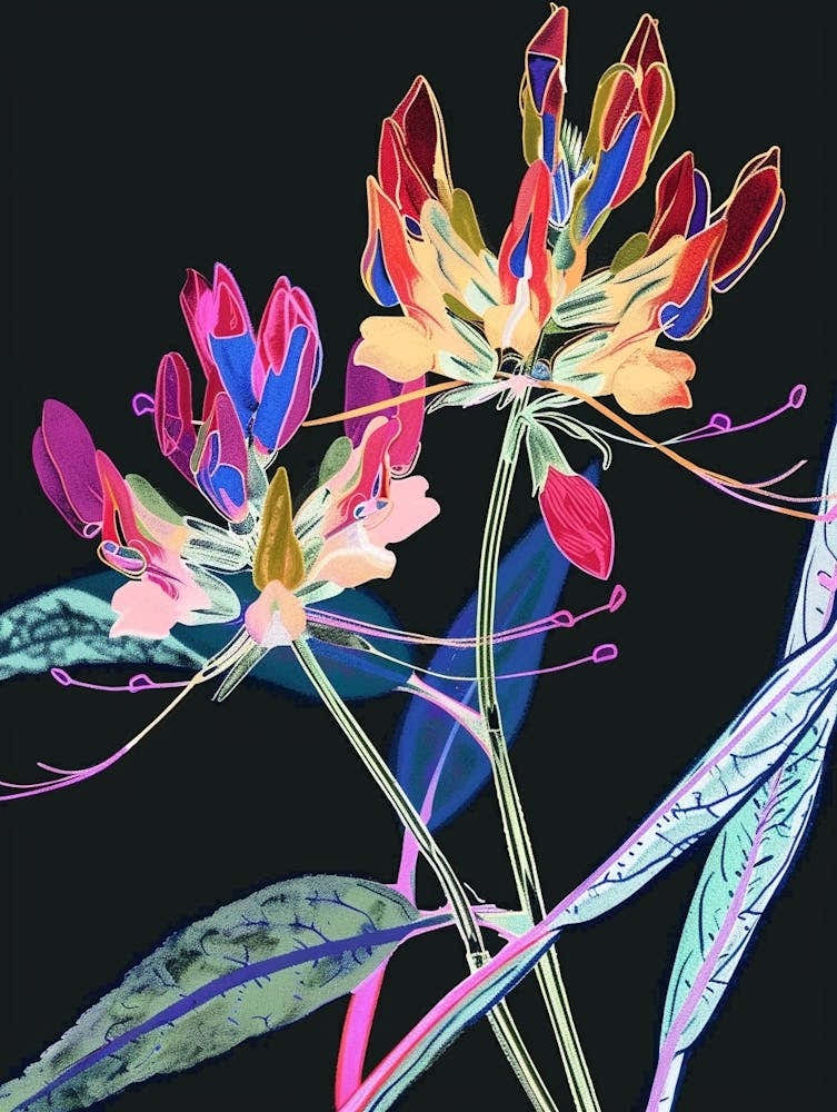 Neon Flowers On Black Prairie Clover 4