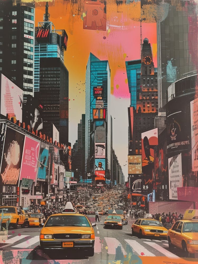 New York   Retro Collage Style 4