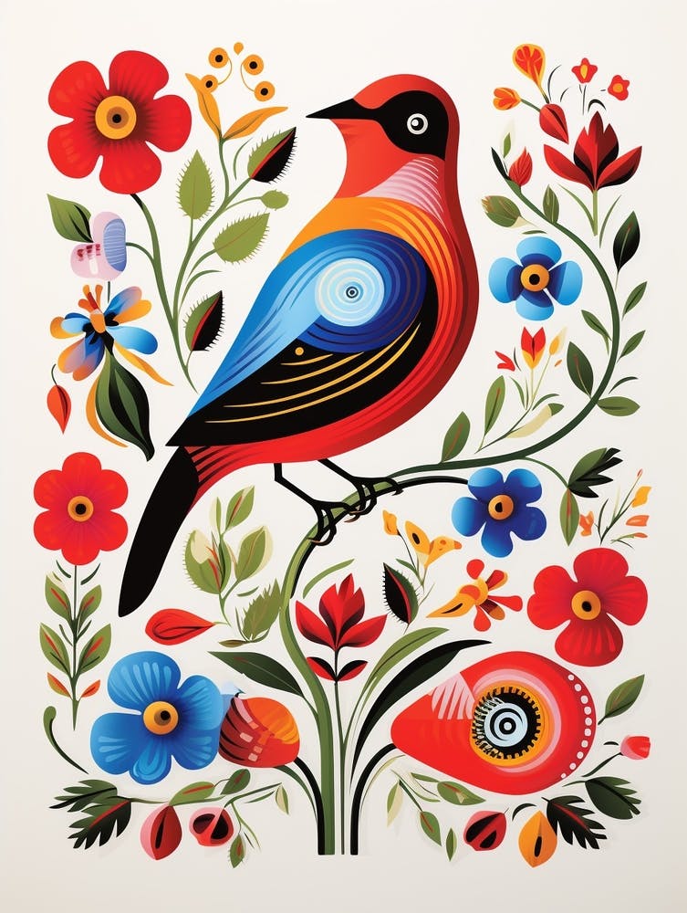 Scandinavian Bird Illustration Sparrow 2