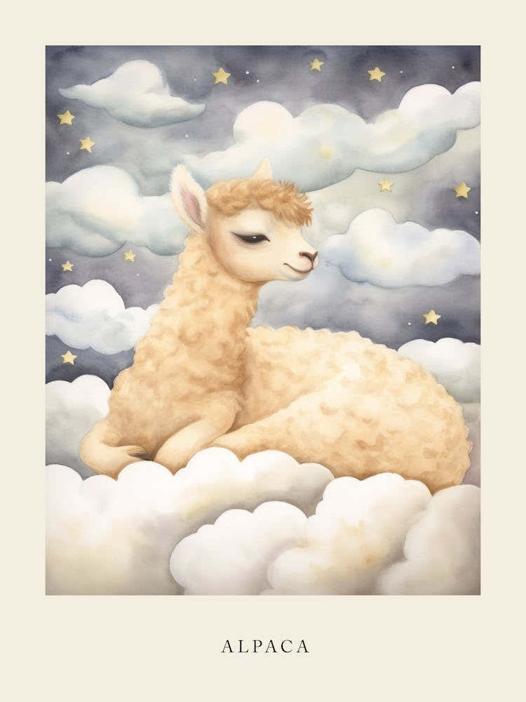 Sleeping Baby Alpaca 4 Nursery Poster