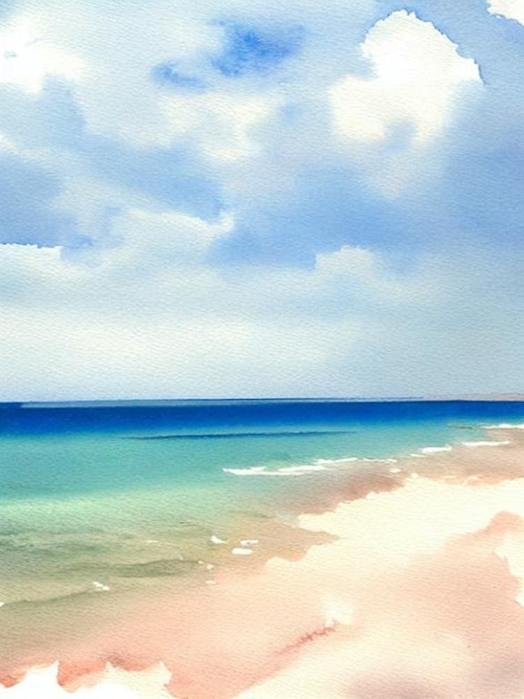 Saint Jean Beach 3, St Barts Watercolour