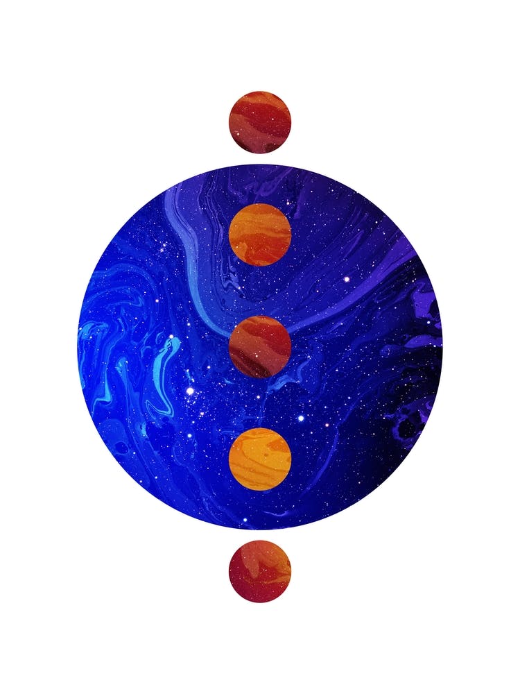 Circular Blue Planet Marble Artwork