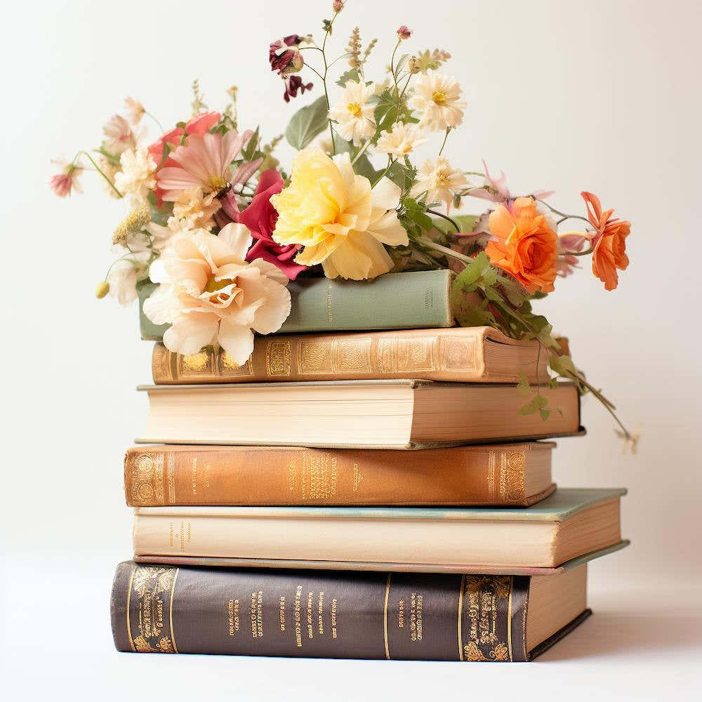 Flowers On Books 1