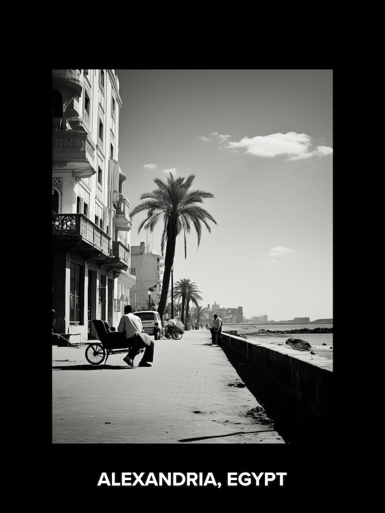 Poster Of Alexandria, Egypt, Mediterranean Black And White Photography Analogue 1