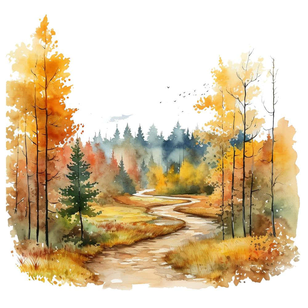 Watercolor Autumn Forest 2