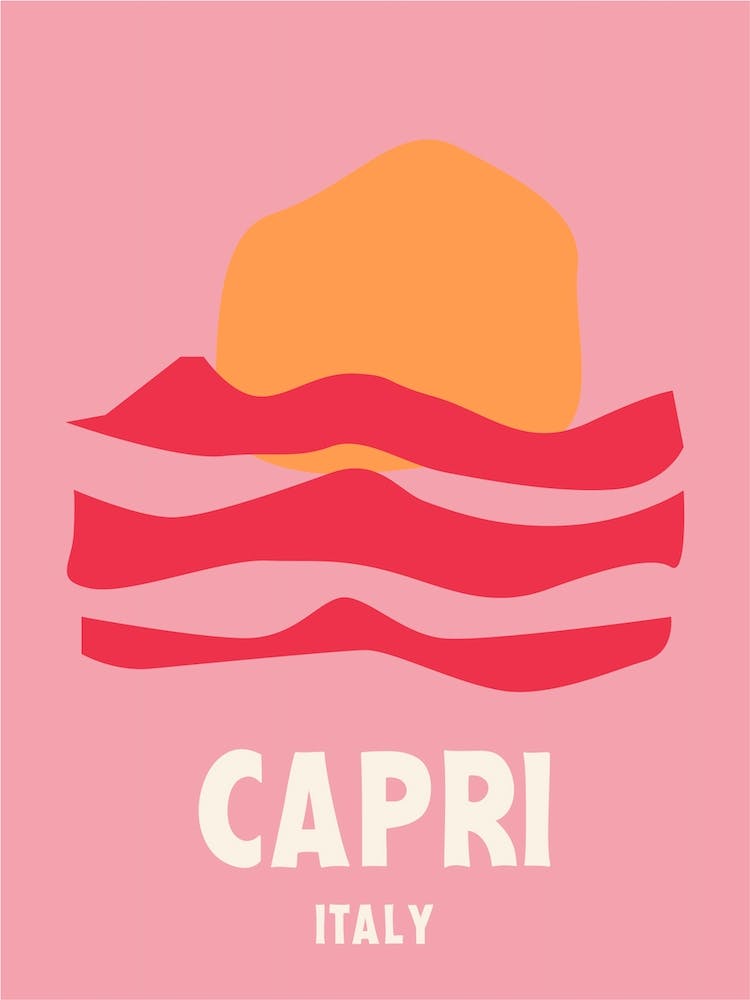Capri, Italy, Graphic Style Poster 1