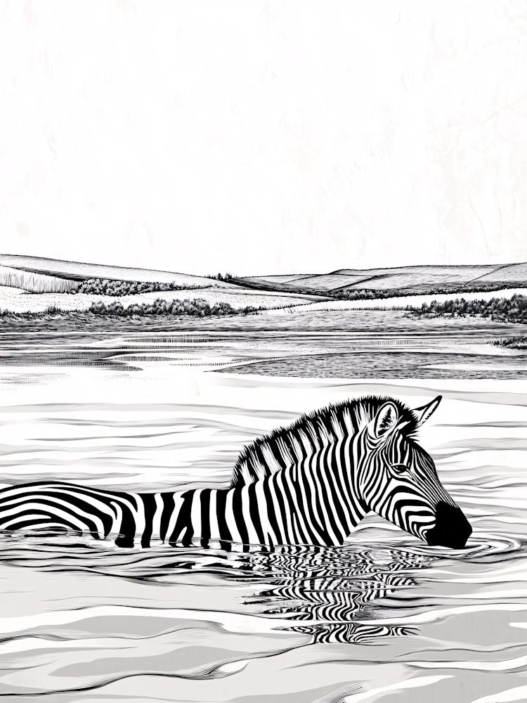 Zebra In Water 1