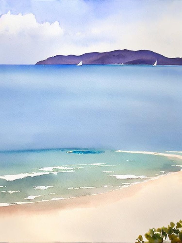 The Baths Beach, British Virgin Islands Watercolour