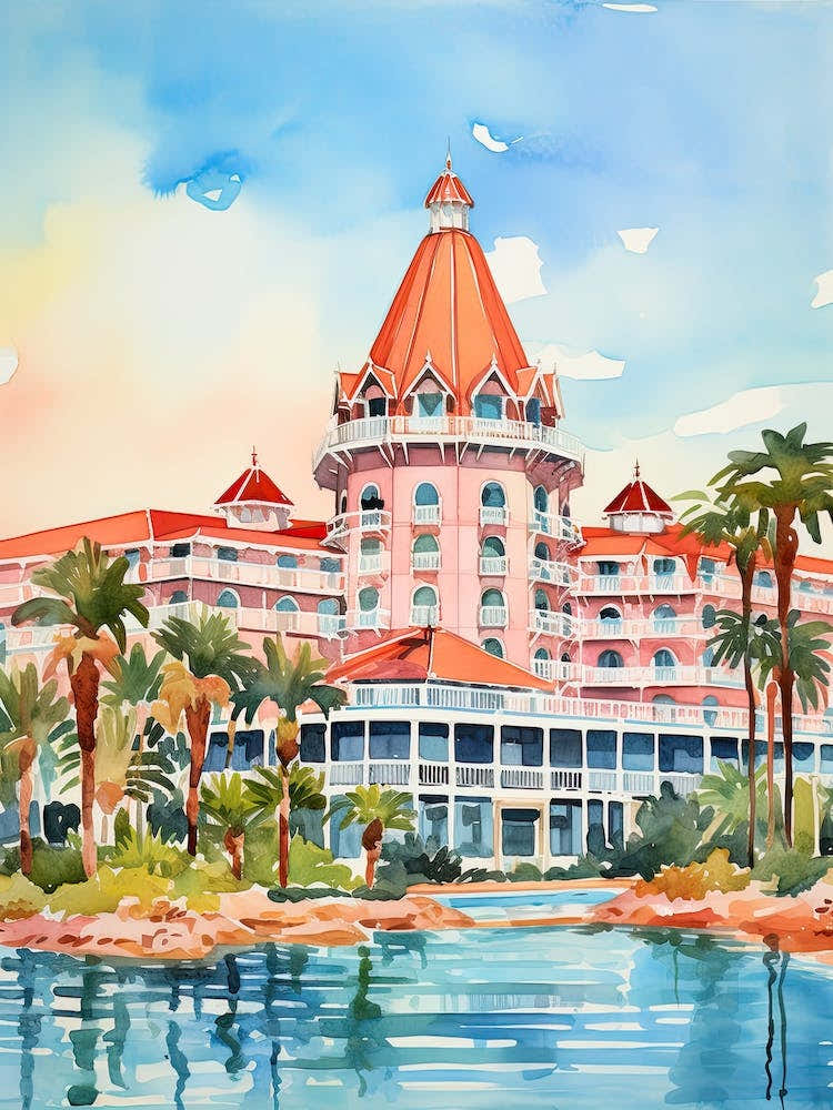 Hotel Del Coronado   Coronado, California   Resort Storybook Illustration 3
