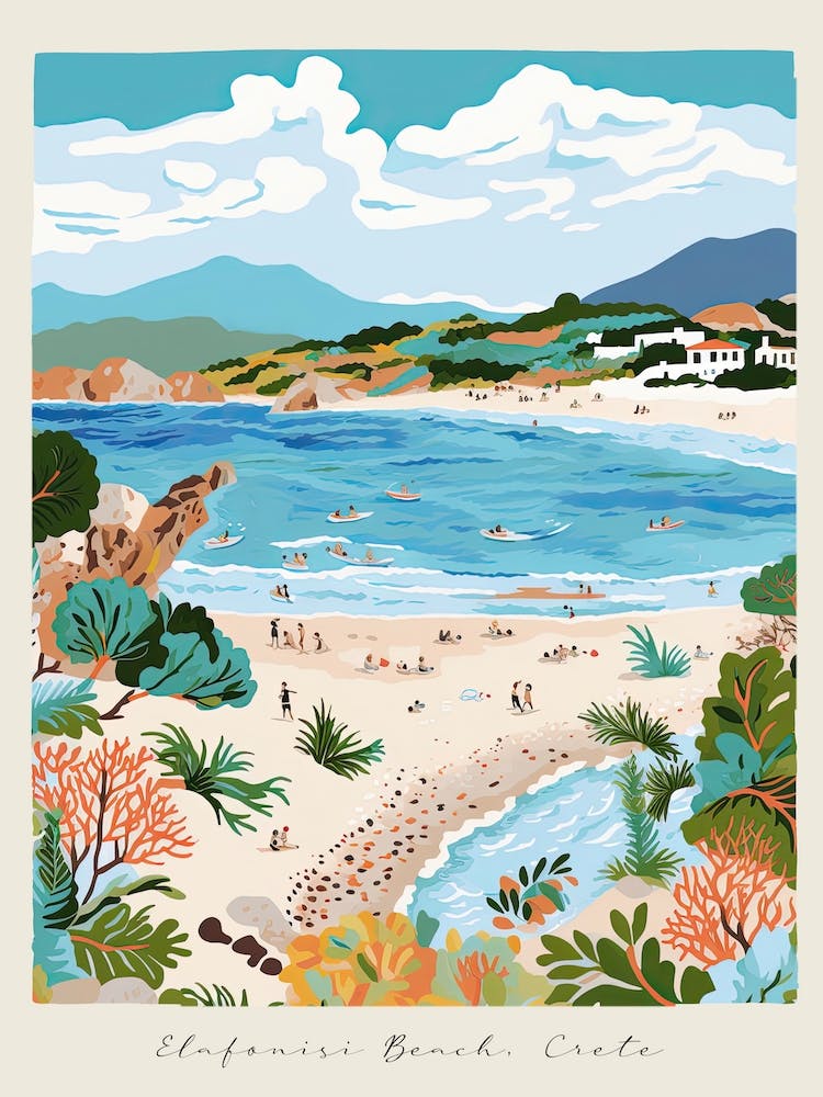 Poster Of Elafonisi Beach, Crete, Greece, Matisse And Rousseau Style 1