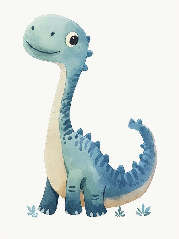 Cute Cartoon Maiasaura Dinosaur Watercolour 2