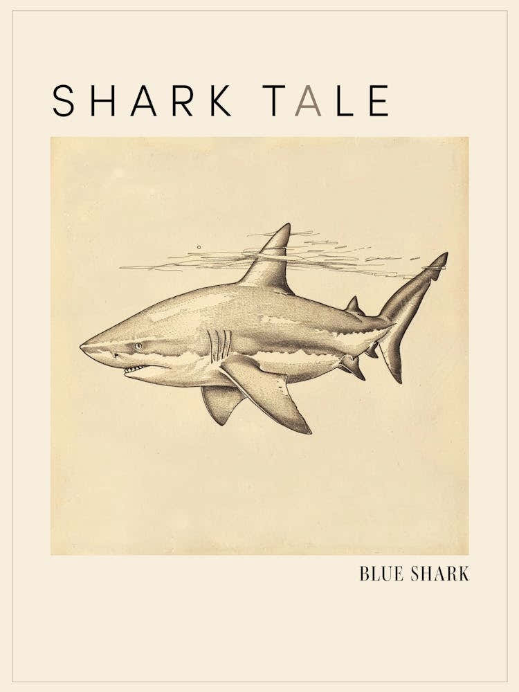 Bull Shark Vintage Illustration 2 Poster