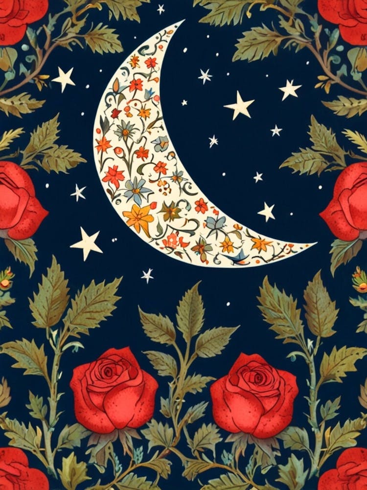 William Morris Moon And Roses 2
