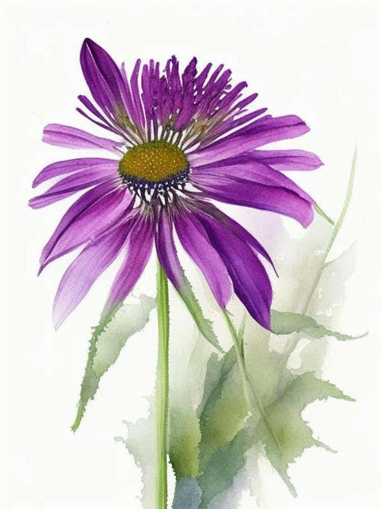 Purple Coneflower Wildflower Watercolour 2