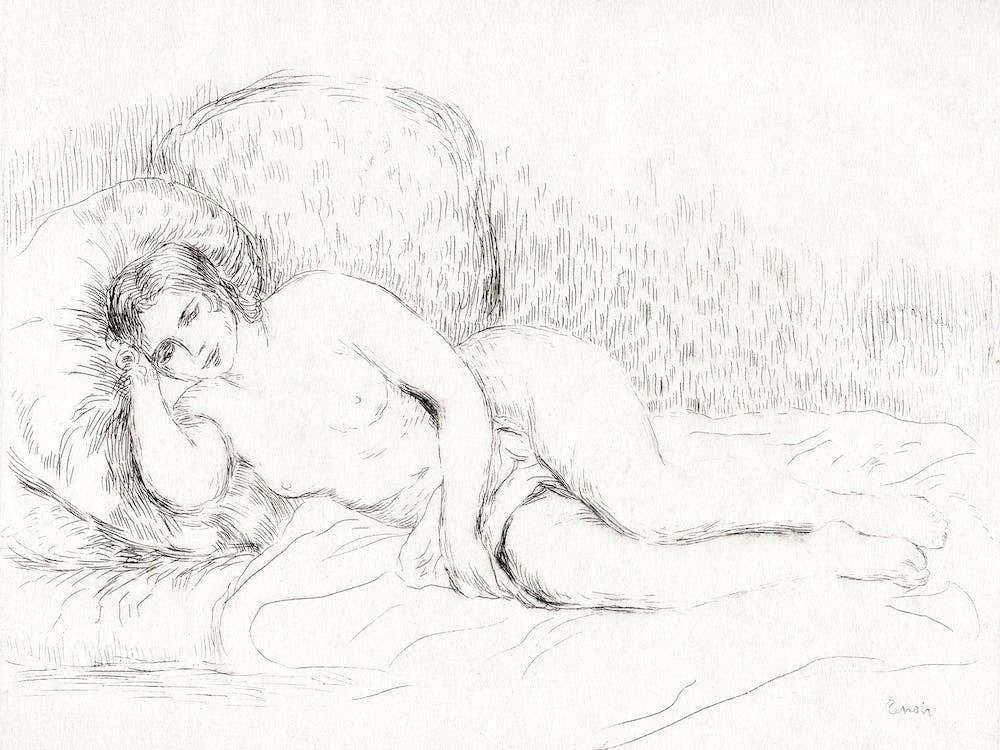 Woman Reclining, To The Left (1906), Pierre Auguste Renoir