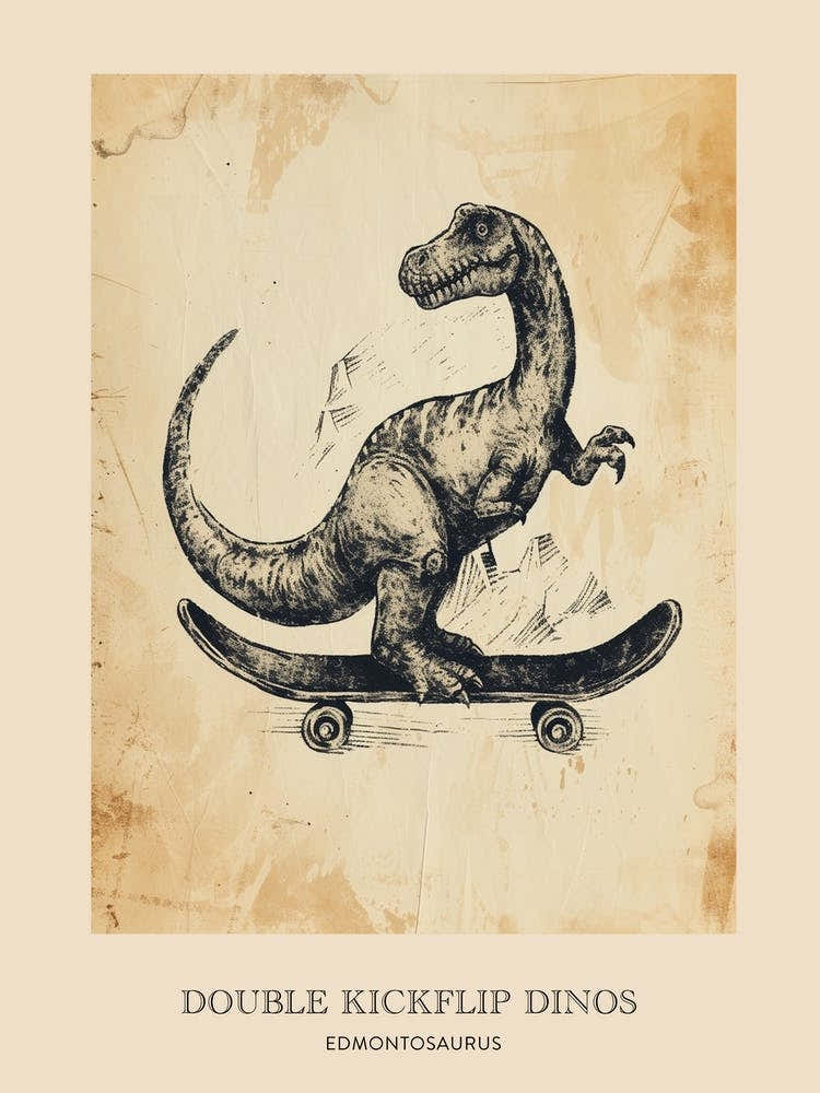 Edmontosaurus Vintage Dinosaur Poster 1