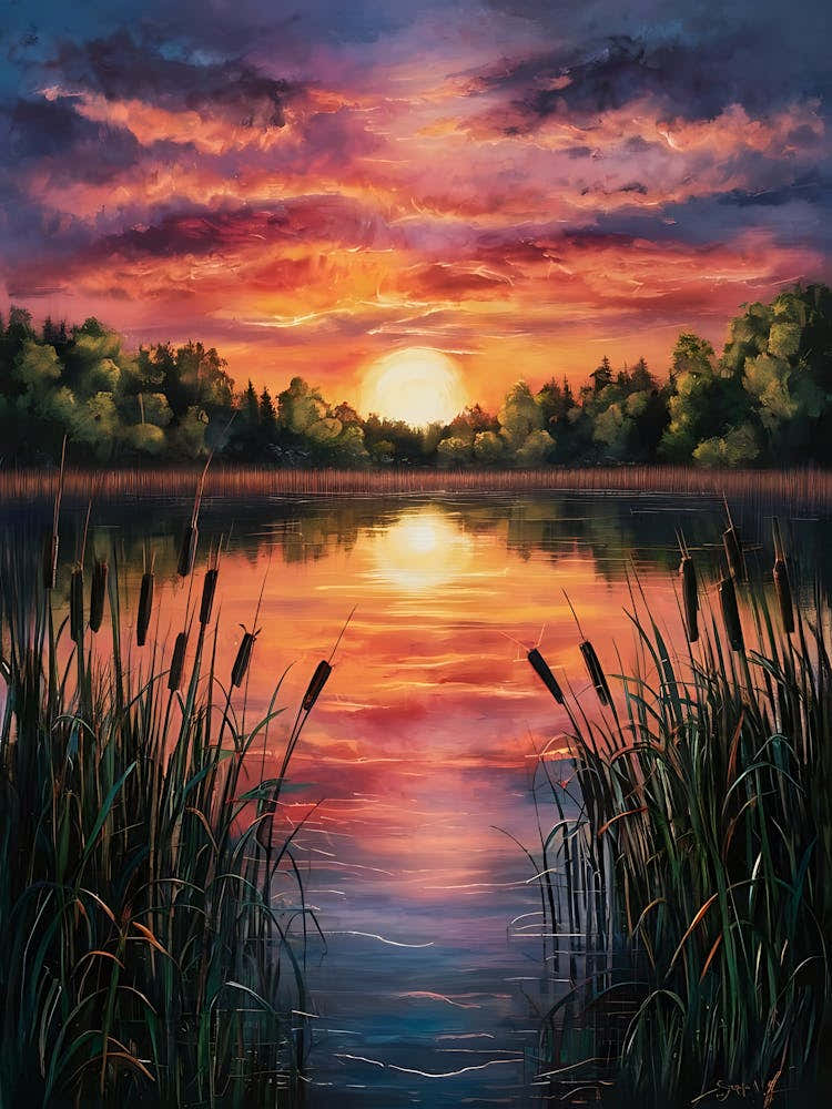 Sunset Over Reeds