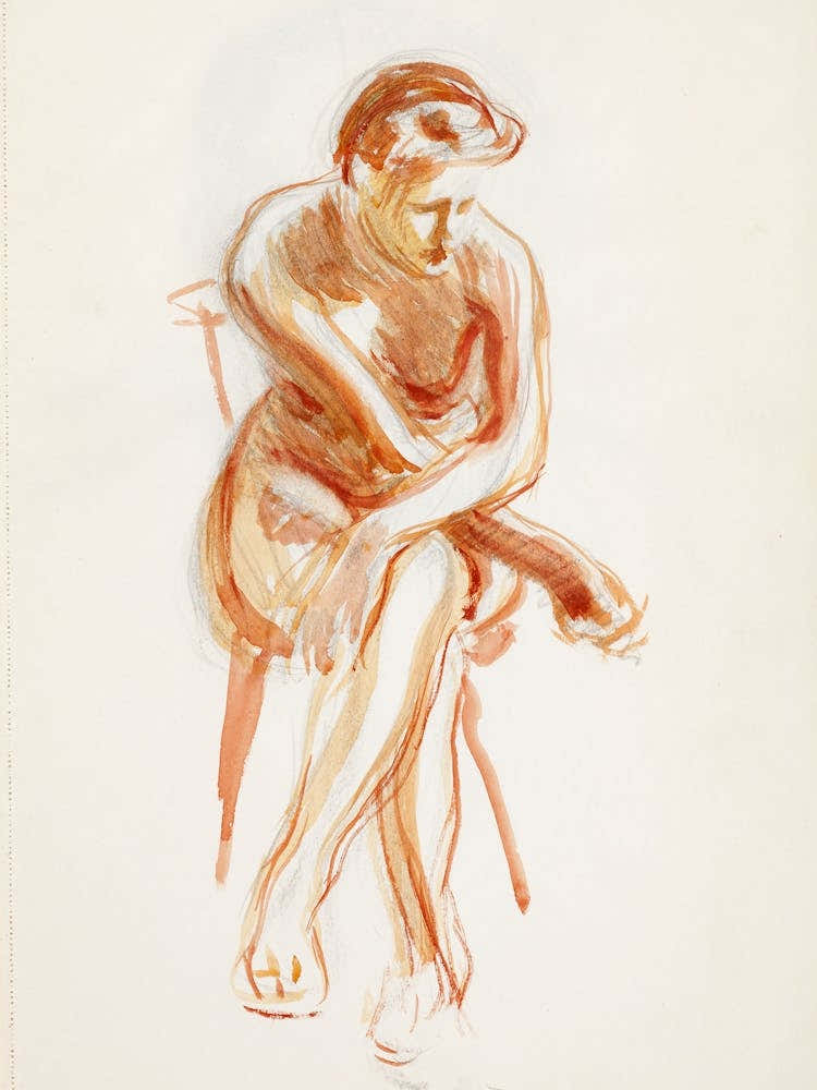 Istuva Alaston Malli, 1902 1909part Of A Sketchbook By Magnus Enckell