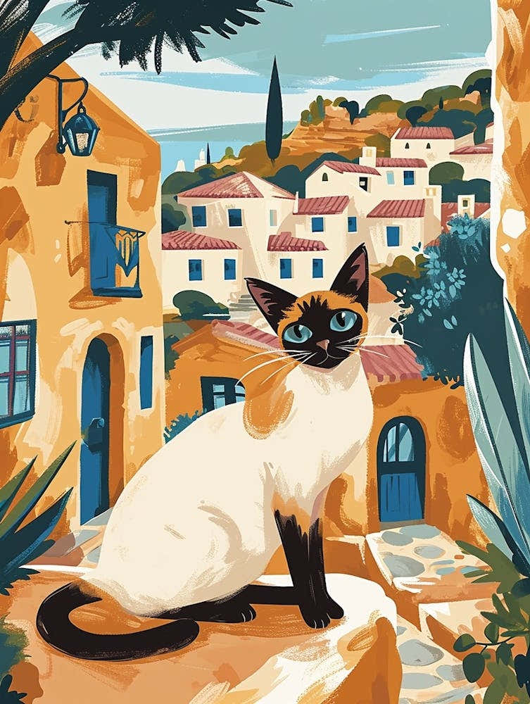 Tonkinese Cat Storybook Illustration 4