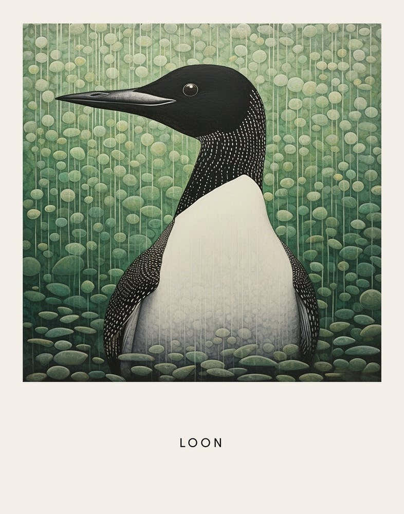 Ohara Koson Inspired Bird Painting Loon 4 Poster