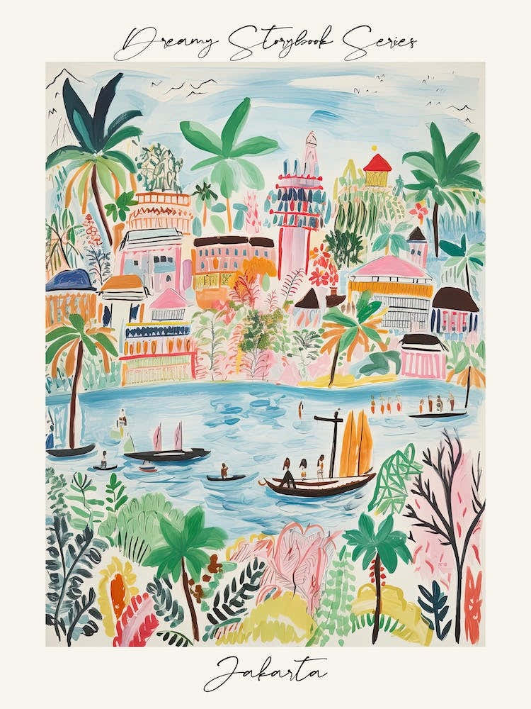 Poster Of Jakarta, Dreamy Storybook Illustration 1