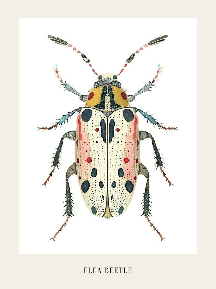 Colourful Insect Illustration Flea Beetle 21 Poster