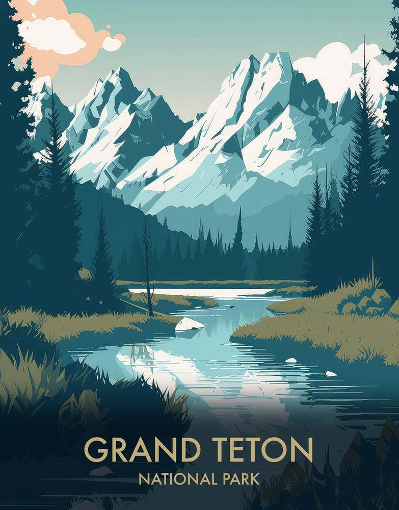 Teton National Park Vintage Travel Poster 3