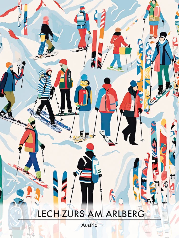 Lech Zurs Am Arlberg   Austria, Ski Resort Poster Illustration 0