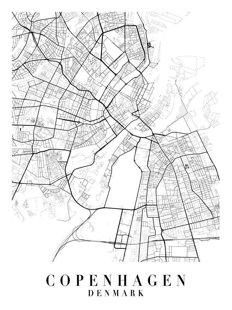 Copenhagen Denmark Street Map Minimal