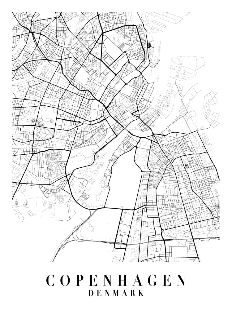 Copenhagen Denmark Street Map Minimal
