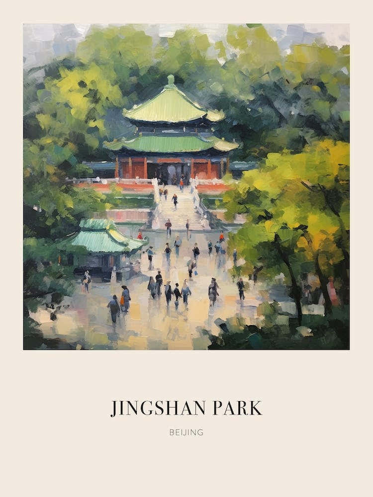 Jingshan Park Beijing China 3 Vintage Cezanne Inspired Poster
