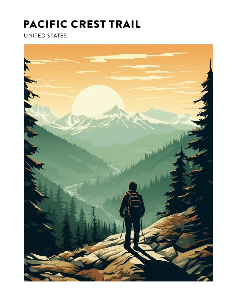 Pacific Crest Trail Usa 2 Hiking Trail Landscape Poster