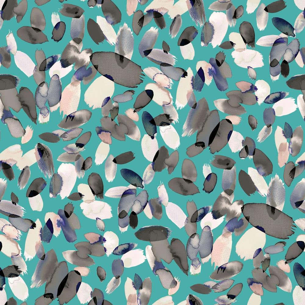 Watercolor Petal Stains Blue Turquoise Square