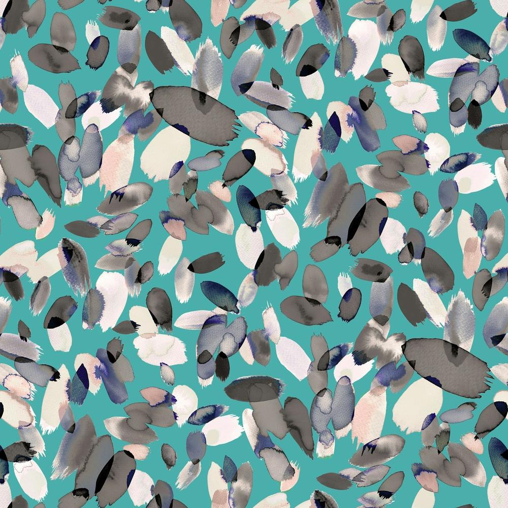 Watercolor Petal Stains Blue Turquoise Square