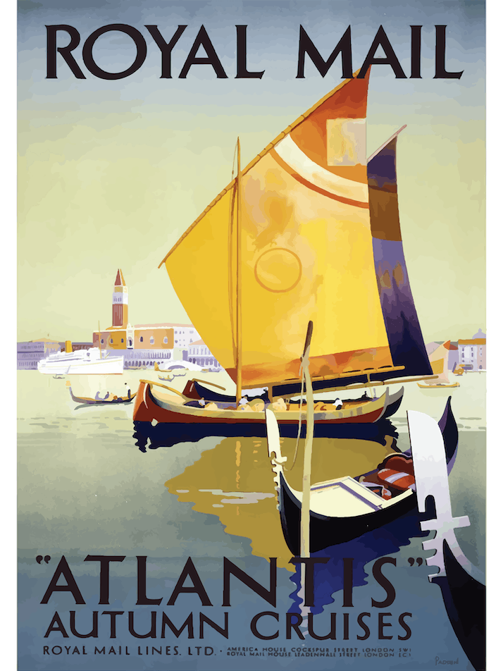 Vintage Travel Poster Royall Mall Atlantis Autumn Cruises