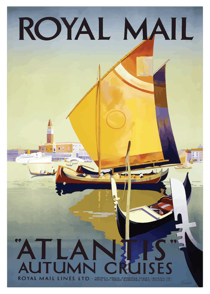 Vintage Travel Poster Royall Mall Atlantis Autumn Cruises