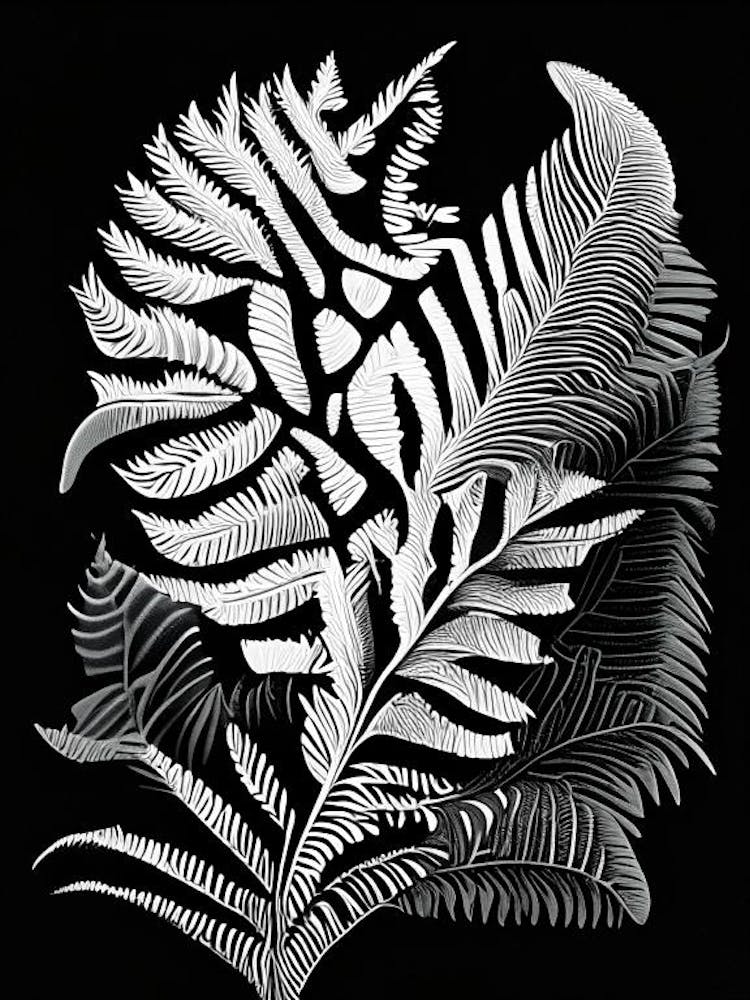 Flat Leaf Fern Linocut