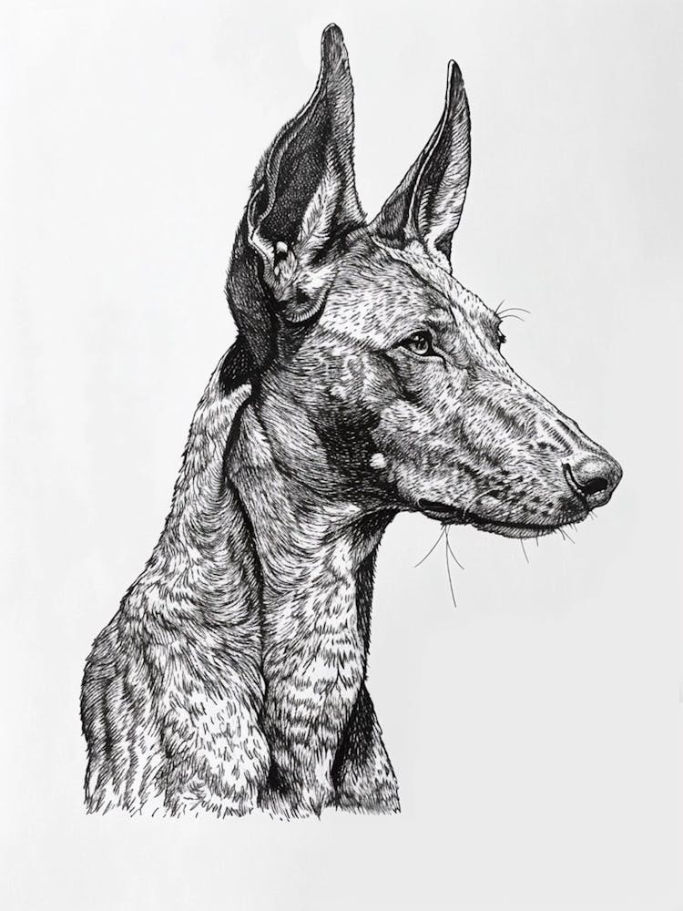 Ibizan Hound Dog Line Sketch  3