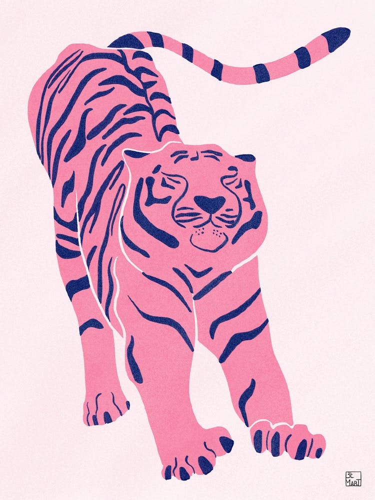 Tiger Doesnt Lose Sleep Pink Animal